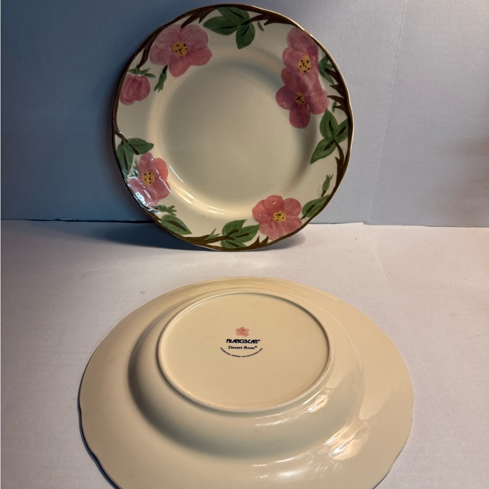 Franciscan Desert Rose Dinner Plate with Pink and Green Design